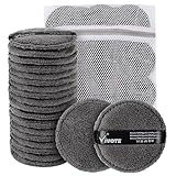 VIVOTE Microfibre Washable Pads 20 Stück Wiederverwendbare Abschminkpads aus Mikrofaser, Weicher Nachhaltig Makeup Entferner Pads für die Gesichtsreinigung und Hautpflege, mit Wäschesack (grau)