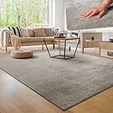 Paco Home Moderner Kuscheliger Wohnzimmer Teppich Kurzflor waschbar flauschig Weich Einfarbig Felloptik zeitlos stilvoll rutschfest pflegeleicht, Grösse:80x150 cm, Farbe:Grau