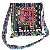 LUMoony Umhängetasche mit Fransen Damen Clutch Handtasche Cross Body Schultertasche Cross Body Schultertasche mit gesticktem Chinesisch Stickere Schultertasche