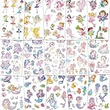 FUHOMI 150+ Glitzer Tattoo Set Kinder Tattoo Mädchen Kindertattoos Mädchen Temporäre Tattoos Kind Glitzertattoos Set Mädchen Mitgebsel Kindergeburtstag