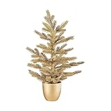 Weihnachtsbaum in Übertopf, goldfarben, Polyethylen, 60 cm