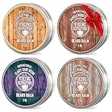 Viking Revolution Bart Balsam 4er-Sortenpackung (je 28 g) - Sandelholz, Zeder & Kiefer, Bay Rum, Muskatellersalbei - Stylt, Stärkt und Macht Bärte & Schnurrbärte Weich - Pflegender Bart Balsam Herren