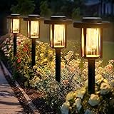 Solpex Solarlampen für Außen, 6 Stück LED Solarleuchten Garten Deko, wasserdichte solarbetriebene Wegbeleuchtung für Garten, Terrasse, Landschaft, Gehweg, warmweiß