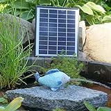 Solarpumpe mit Akkuspeicher 6,5W Solar Panel Laufzeit ohne Sonne 4-5 Stunden mit Gratis Wasserspeier Fisch