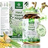 Vimion Haut-Haare-Nägel-Kapseln vegan, mit Biotin, Zink, Selen, B-Vitamin-Komplex, L-Cystein sowie Silizium aus Bambus, Ackerschachtelhalm und Hirse – 90 Kapseln als Vorrat für 3 Monate