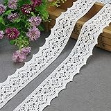 Yulakes 10 Yard 4.4cm Baumwolle spitzenband Vintage Häkelband Spitze Borte Häkelspitze Häkel-Borte Spitzenband für Nähen Handwerk Hochzeit Deko Scrapbooking Geschenkbox（Weiß）