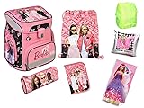 Barbie Schulranzen Set 8 teilig - Scooli Easy Fit mit Schüleretui, Schlamper, Turnbeutel, Schlüsselanhänger, Regenschutz, Strand-/Badetuch & Zierkissenbezug