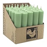 luterna Stabkerzen aus Paraffin, 100/22 mm, Salbei, KERZENFARM HAHN, Brenndauer ca. 4h, 25 Stück pro Verpackung