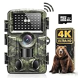 YEEFON Wildkamera WLAN, 4K 60MP HD Wildtierkamera mit Handyübertragung APP, IP66 Wasserdicht Nachtsichtkamera Jagdkamera mit Bewegungsmelder für Wildtier Überwachung mit 32G Speicherkarte