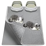 Garoopion Katzenklo Matte, 90x76cm EVA Katzenstreu Matte, Waben Katzenmatte katzenklo, Doppelte Schichte Katzentoilette Matte, Grau,1 Seite Verbunden