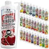 C.P. Sports Getränkesirup für Mineraldrink I Sirup zuckerfrei für Vital-Drink APFEL-KIRSCHE mit Vitaminen I Getränkekonzentrat zum Mischen mit Wasser für Sport-Getränk I 1 Liter + Pumpspender
