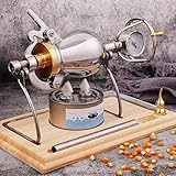 Popcornmaschine aus Edelstahl 304, chinesische Vintage-Mini-Popcornmaschine, Hans Popcorn mit manueller Kurbel und Druckmesser für Partyspaß bei Familientreffen(260ML)