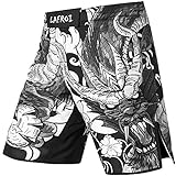 LAFROI Herren MMA Cross-Training Box Shorts Trunks Fight Wear mit Kordelzug und Tasche (Dragon,XL)