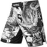 LAFROI Herren MMA Cross-Training Box Shorts Trunks Fight Wear mit Kordelzug und Tasche (Dragon,XL)