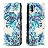 Miagon Brieftasche Hülle für Samsung Galaxy A10,Kreativ Gemalt Handytasche Case PU Leder Geldbörse mit Kartenfach Wallet Cover Klapphülle,Blatt