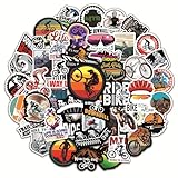 Fahrrad Aufkleber Pack, 50 Stück Vinyl Decals für Mountainbikes, Rennräder, BMX, Helme, Wasserflaschen
