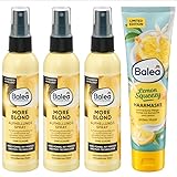 Balea 4er-Set Haarpflege: Professional Aufhellungsspray MORE BLOND ohne Silikone für naturblondes & blondiertes Haar (3 x 150 ml) + Haarmaske LEMON SQUEEZY für seidiges Haar & Glanz (100 ml), 550 ml