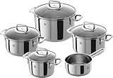 ZWILLING Quadro Kochtopf-Set, 5-teilig, 4 Deckel, Induktionsgeeignet, Edelstahl, Silber, 60 x 50 x 30 cm