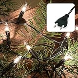 hellum Lichterkette innen 100er, 14,85m Weihnachtsbaum Lichterkette, mini Lichterkette Fenster weihnachtsdeko, Kerzen Lichterkette mit Stecker, Lichterkette steckdose Kabel weiß, 839012