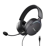 Trust Gaming GXT 490 Fayzo Gaming Headset USB 7.1 Surround Sound, 50mm Treiber, 85% Recyclingkunststoff, Mikrofon mit Geräuschunterdrückung, RGB Over-Ear Kopfhörer für PC PS5 - Schwarz