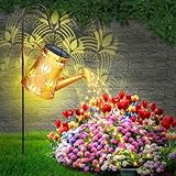 Solar Gießkanne mit Lichterkette Aussen Gartendeko Vintage, LED Solarlampen für Außen Solarlichterkette Außen Wetterfest mit Schäferhaken, Solar Lichter Aussen Solarleuchten Terrasse Balko Garten Deko