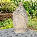 ECD Germany Buddha Figur 55 cm Beige/Grau, Kunststein...