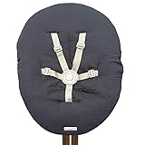 Blausberg Baby - Newborn Set Bezug für Babywippe Nomi Hochstuhl Stokke - Musselin Dunkelgrau - ÖKO-TEX Standard 100 zertifiziert