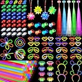 Piucrty Knicklichter Party Set 290Pcs Mitgebsel Kindergeburtstag Gastgeschenke Leuchtstäbe Tombola Preise Kinder Pinata Füllung Neon Party Gadgets Give Aways Glow Sticks Hochzeit für Wundertüte