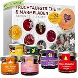 Limited Edition Adventskalender Frühstücksgläschen 2023 mit 24 köstlichen und abwechslungsreichen Marmeladen, Konfitüren und süßen Aufstrichen in Gläsern, Weihnachtskalender Geschenkset