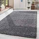 HomebyHome Shaggy Teppich Wohnzimmer 140 x 200 cm - Shaggy Teppich Hochflor Grau Extra Weich und Flauschig - Waschbarer Langflor Teppiche für Schlafzimmer, Küche, Flur - Carpet, Halı, Kilim