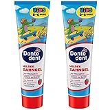 Dontodent Kids Mildes Zahngel, Kinderzahnpasta mit Fluorid, Himbeer-Geschmack, für Kinder 0-6 Jahre 2x100ml