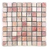 DIVERO 11 Fliesenmatten Naturstein Mosaikfliesen aus Marmor für Wand und Boden creme-rosa á 29 x 29 cm