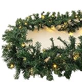 Mojawo L-XXL Weihnachtsbeleuchtung Girlande beleuchtet Tannengirlande 35/70/100 LED Lichterkette 270/540/810 cm Weihnachten innen und außen, Tannengirlanden:L