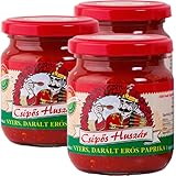 3 x Csípős Huszár ungarische Paprikapaste, Scharf (3x210g) Importiert aus der Paprika-Hauptstadt der Welt, Kalocsa, Ungarn