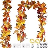 OEMG 2 stück Ahornblatt Girlande, Herbst Blätter, 360cm Herbstblätter Hängepflanze Herbstdeko, Herbstgirlande für Helloween Erntedankfest Kamin Deko (Boxverpackung)