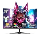 LXZ 32 Inch Computer Monitor 1800R, 2K QHD (2560 * 1440) 165Hz Frameless Display with FreeSync, Display Port DP, HDMI - Black