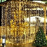 Yeelan LED Lichtervorhang 6M x 3M, 600 LED Lichterketten Vorhang mit 8 Lichtmodellen, IP44 Wasserdicht Lichterkettenvorhang für Weihnachten, Partydekoration, Valentinstag