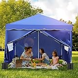 Pavillon 3x3m, Faltpavillon Wasserdicht Stabil Winterfest,Faltbar Gartenzelt,Falt Pavillon Zelt mit 4 Seitenwänden,Garten Partyzelt,UV Schutz 50+ Metall-Verstrebungen für Camping,Party (Navy Blau)