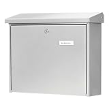 Burg Wächter Briefkasten, Mit Namensschild und Öffnungsstopp, A4 Einwurf-Format, Inkl. 2 Schlüsseln, Verzinkter Stahl, Journal 5867 Si, Silber