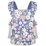 GAGAKU Puppentragetasche Puppentrage Kinder ab 3 Jahre Tragetuch Baby Vorne und Hinten Puppenzubehör 100% Baumwolle - Blaue Blumen