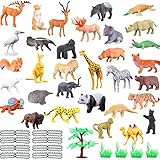 53 Stück Waldtiere Figuren Set, Tierfiguren Wald Spielfiguren Tiere Set Dschungel Zoo Tiere Figuren Dschungeltiere Figuren Spielzeug Safari Tiere Spielfiguren Mini Tier Kuchendeckel