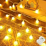 Isisyu Lichterkette Außen Batterie, 6M Warmweiß Globe, Wasserdicht mit Timer für Innen & Außen, 40 LED Kugeln, Ideal für Party, Garten, Hochzeit