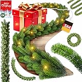 KESSER® Weihnachtsgirlande 5m mit Beleuchtung 100 LEDs - 6 Stunden Timer - LED Kette 8 Leuchtmodi - Weihnachtsbeleuchtung - Weihnachtsdeko In & Outdoor - Tannen-Girlande ohne Fernbedienung