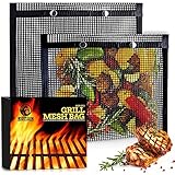 MOUNTAIN GRILLERS Grillbeutel 2er-Set - Hitzebeständiges Grillnetz für Gasgrill, Smoker, Holzkohle - 30,5 x 24 cm BBQ Grilltaschen antihaftbeschichtet - Wiederverwendbare Grilltasche für Gemüse