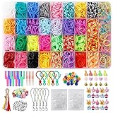 Nuangoo 2600+ Loom Bänder Set， 36 Farben Loops Gummis mit Zubehör und Aufbewahrungs Box，Geeignet für die Herstellung von DIY-Armbändern, geeignet für Weihnachtsgeschenke für Kinder