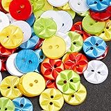 100 Bunte Knöpfe aus Acryl und Kunstharz Kinder Babykleidung Kinderknöpfe Rund 2-Loch Kunststoff mit Aufbewahrungsbox Mix Farbe für DIY Nähen Basteln Verzieren Handwerk Deko(14mm，5 Farben)