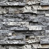 ANLIKY-Pro Selbstklebende Tapete, 3D-Rock, zum Abziehen und Aufkleben, Kontaktpapier, entfernbare Dekorfolie für Schrankmöbel (QZ025B, 44x300CM)