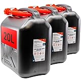 KOVA 3x Benzinkanister 20L SCHWARZ Kunststoff Dieselkanister Reservekanister Kraftstoffkanister 20 Liter Wasserkanister für Benzin Diesel Wasser AdBlue, 20-Liter-Kanister & Außgießer 20 ltr Petrol Can