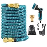 TIREX by xonic® Hochwertiger flexibler Gartenschlauch – dehnbarer Wasserschlauch mit robustem 3-fach Latexkern – leichter Flexi-Schlauch mit 10 verschiedenen Strahlarten (Blau, 45m)