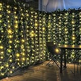 HanYun Künstliche Efeu Garten Sichtschutz LED-Lichterkette 300 x 100cm (2x300x50cm) künstliche Pflanzen Sichtschutz Efeu, Dekoration für Außenbereich Gartendekoration Sichtschutz Windschutz Lärmschutz